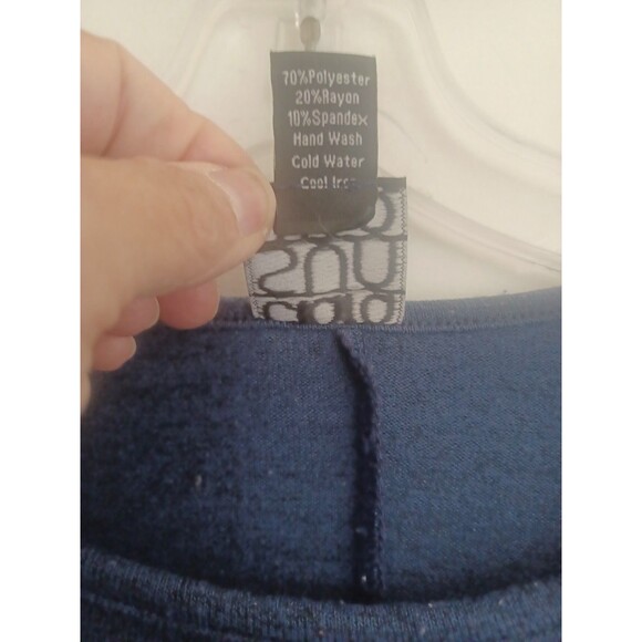 Clara SunWoo blue knit tunic L button accent oversized asymetric minimalist - Picture 3 of 12